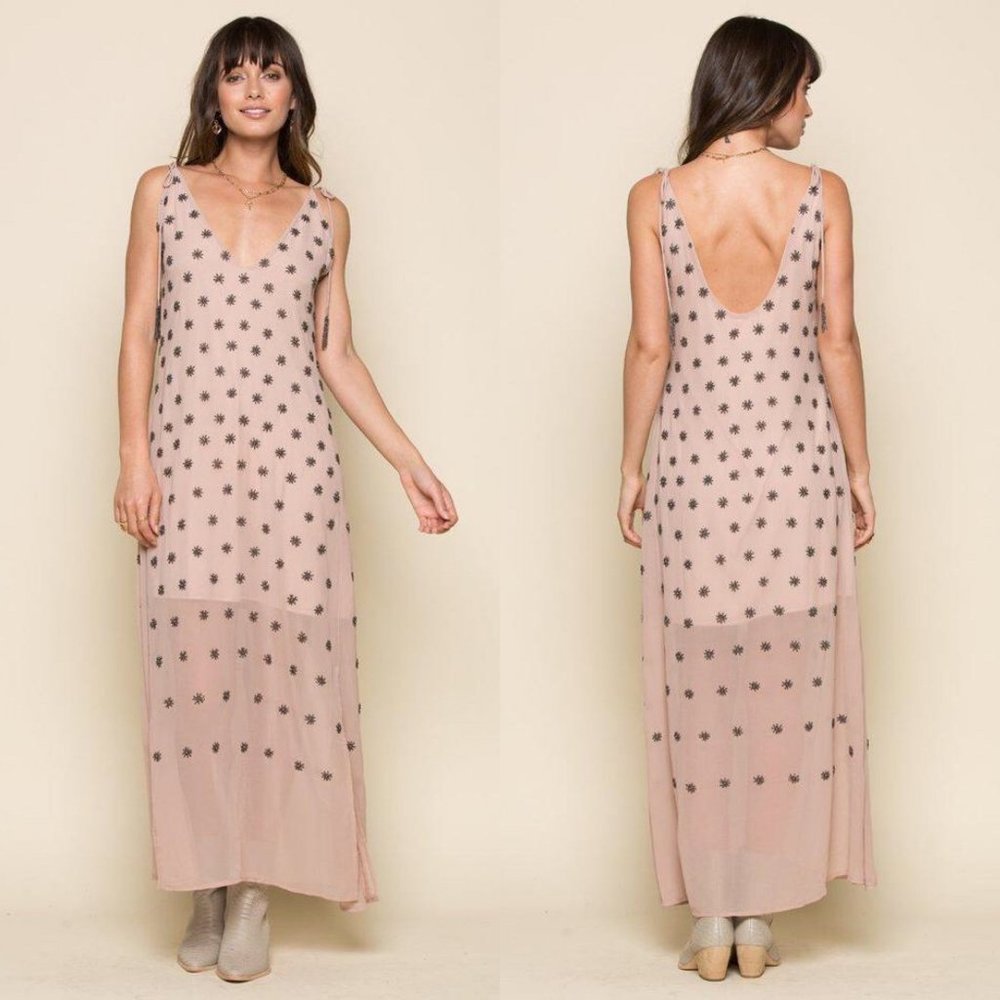 RAGA Seeing Stars Tie Strap Beaded Maxi Dress